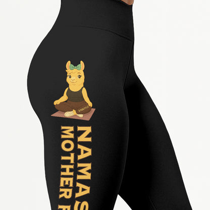 Namaste Mother Fuck Chill Llama Yoga Pants All-Over Print Women's High Waist Leggings | 5To9Style