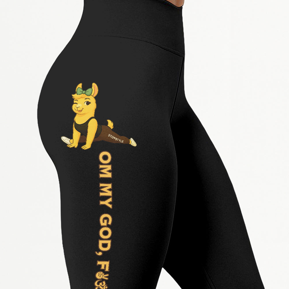 Om My God, Fck Yes Chill Llama Yoga Pants All-Over Print Women's High Waist Leggings | 5To9Style