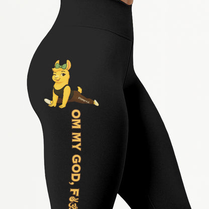 Om My God, Fck Yes Chill Llama Yoga Pants All-Over Print Women's High Waist Leggings | 5To9Style