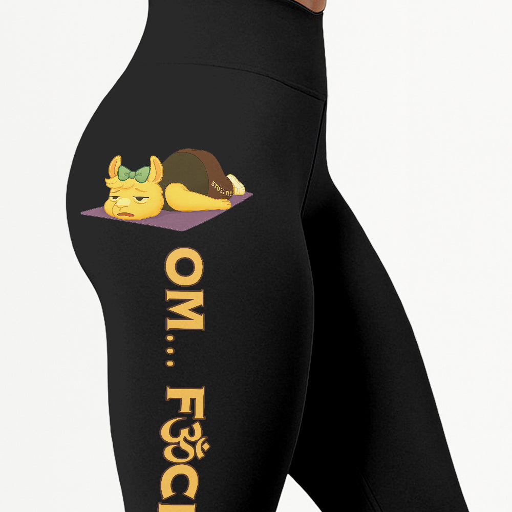Omâ€¦ Fck It Chill Llama Yoga Pants All-Over Print Women's High Waist Leggings | 5To9Style