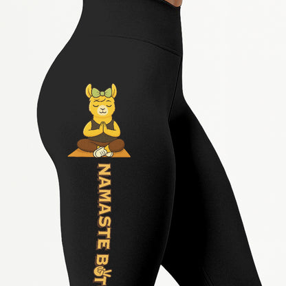 Namaste Bitches Chill Llama Yoga Pants All-Over Print Women's High Waist Leggings | 5To9Style