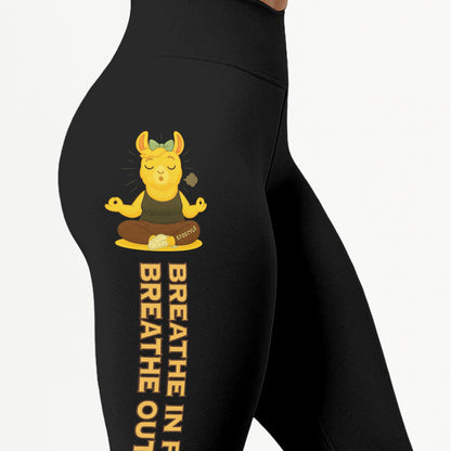 Breathe In Peace, Breathe Out Sht Chill Llama Yoga Pants All-Over Print Women's High Waist Leggings | 5To9Style