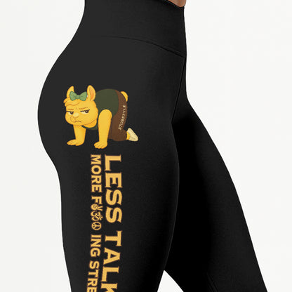 Less Talking, More Fcking Stretching Chill Llama Yoga Pants All-Over Print Women's High Waist Leggings | 5To9Style