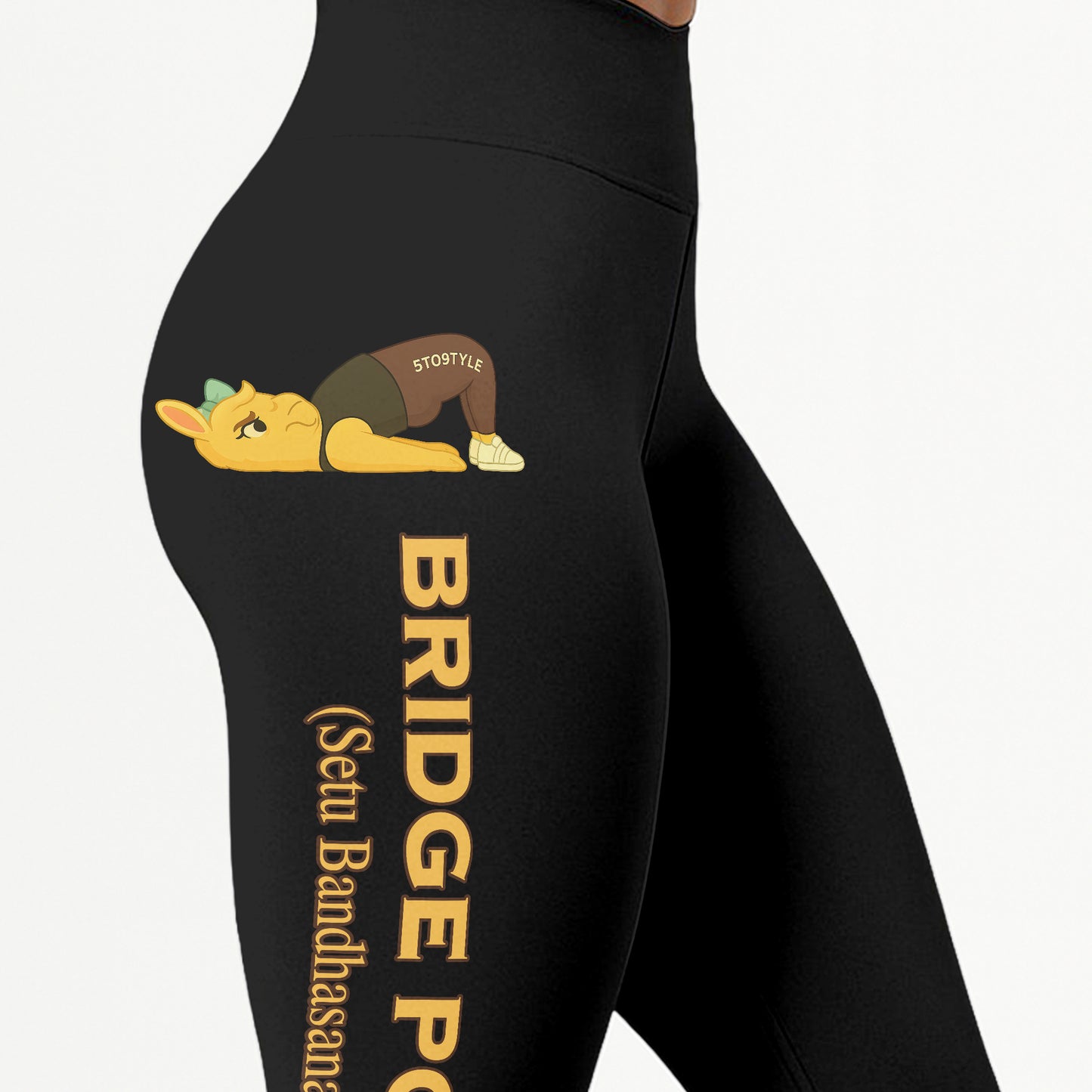 Bridge Pose (Setu Bandhasana) Chill Llama Yoga Pants All-Over Print Women's High Waist Leggings | 5To9Style