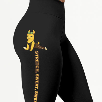 Stretch, Sweat, Swear Again Chill Llama Yoga Pants All-Over Print Women's High Waist Leggings | 5To9Style
