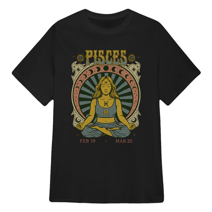 Pisces Zodiac Meditation Moon Phase Yoga Classic Unisex T-Shirt | 5To9Style