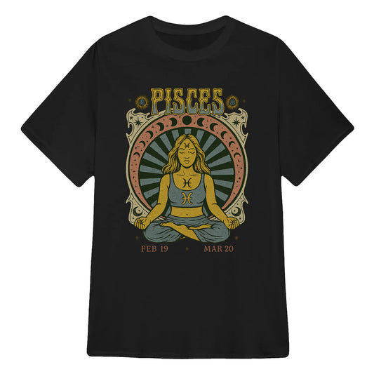 Pisces Zodiac Meditation Moon Phase Yoga Classic Unisex T-Shirt | 5To9Style