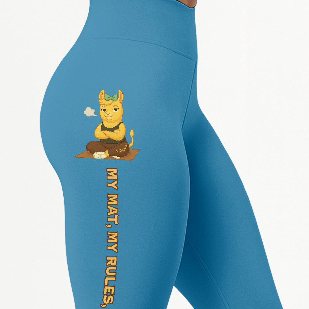 My Mat, My Rules, My Ass Chill Llama Yoga Pants All-Over Print Women's High Waist Leggings | 5To9Style