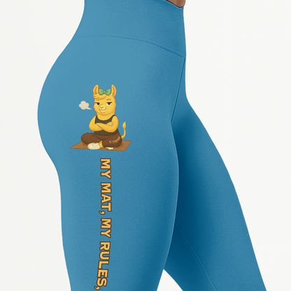 My Mat, My Rules, My Ass Chill Llama Yoga Pants All-Over Print Women's High Waist Leggings | 5To9Style
