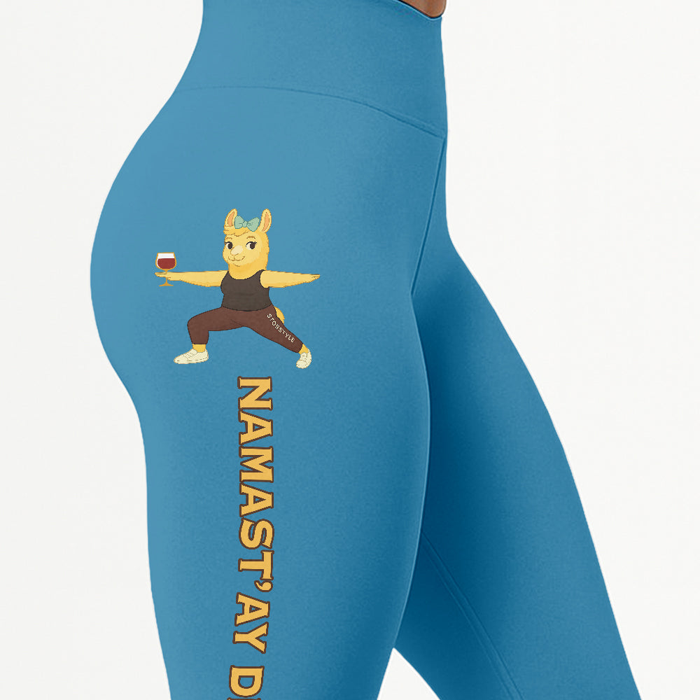 Namastâ€™ay Drunk Chill Llama Yoga Pants All-Over Print Women's High Waist Leggings | 5To9Style