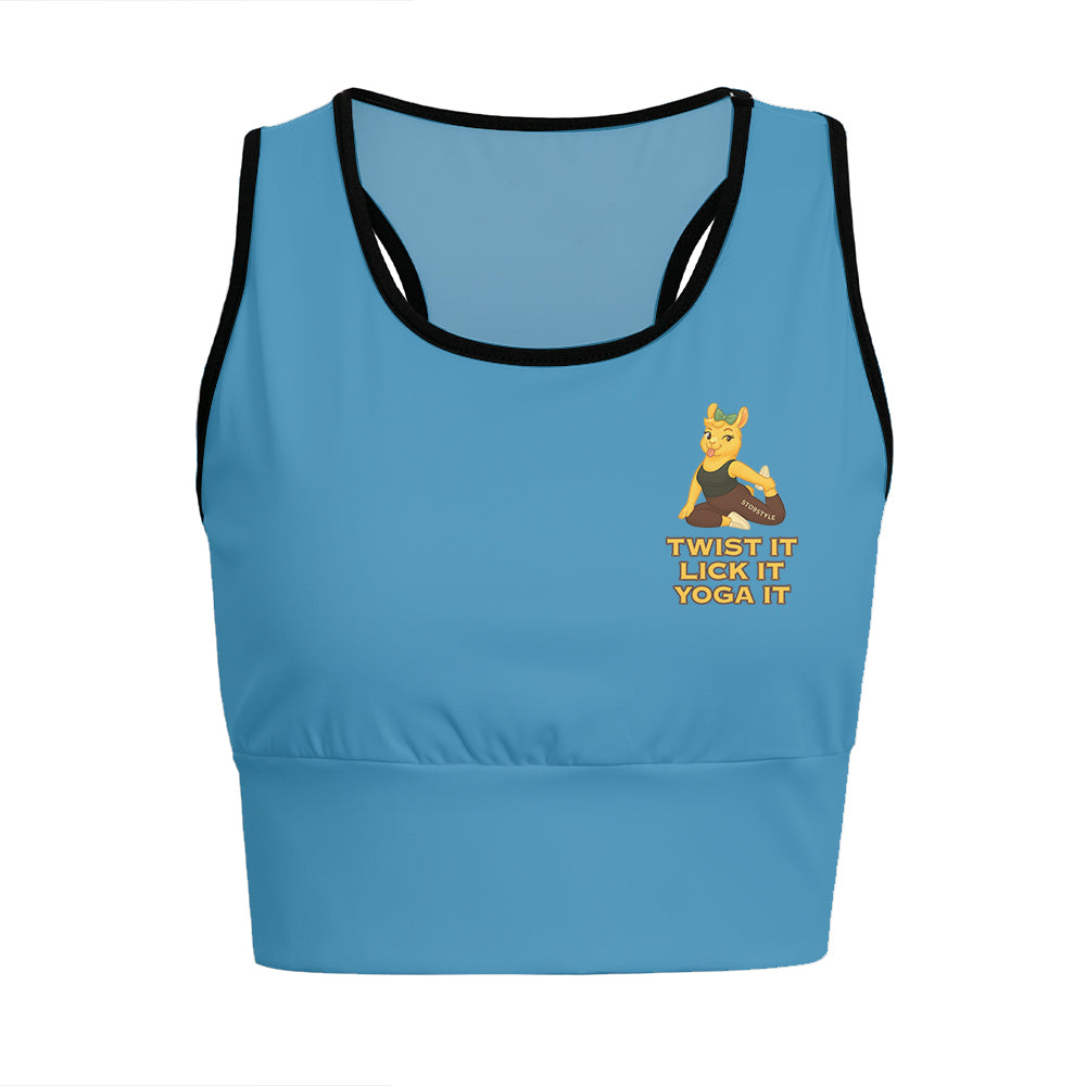 Twist It, Lick It, Yoga It Chill Llama Yoga Women's Sports Bra