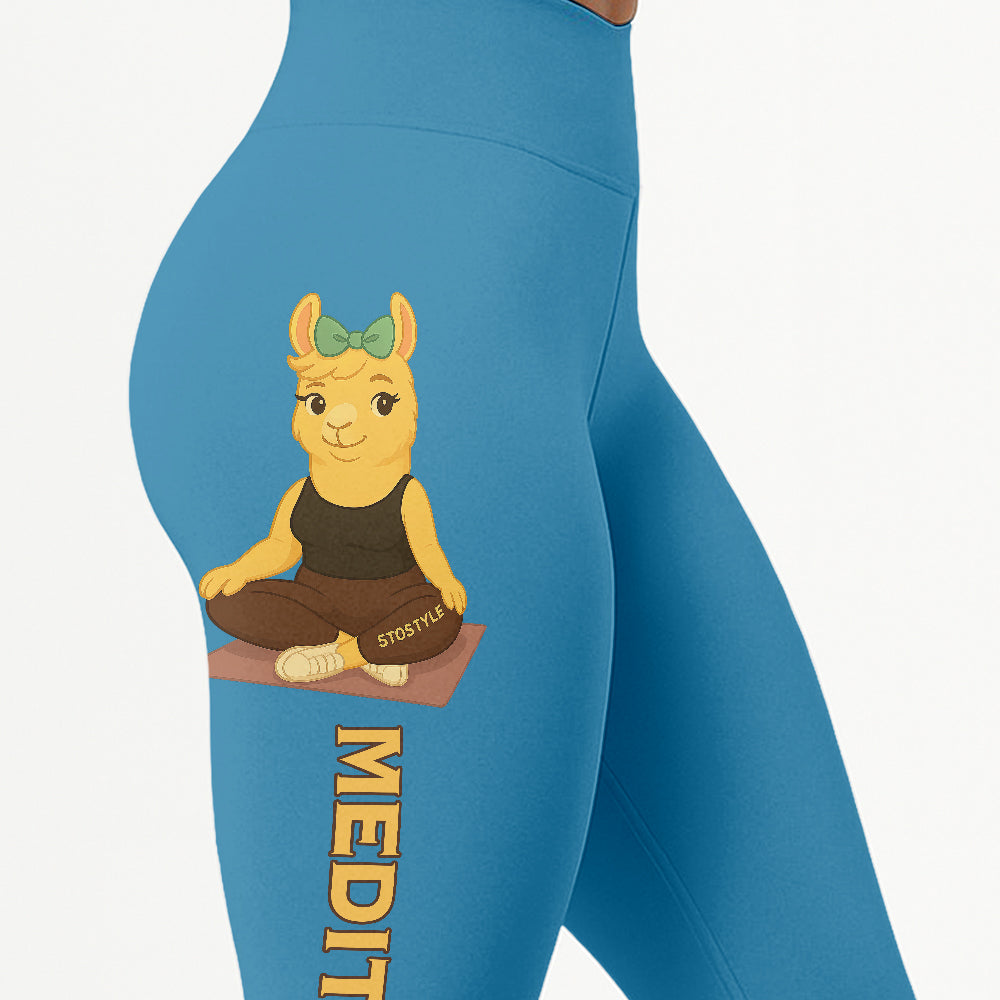 Medition Cool Chill Llama Yoga Pants All-Over Print Women's High Waist Leggings | 5To9Style