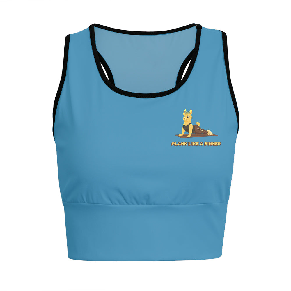 Plank Like A Sinner Chill Llama Yoga Women's Sports Bra