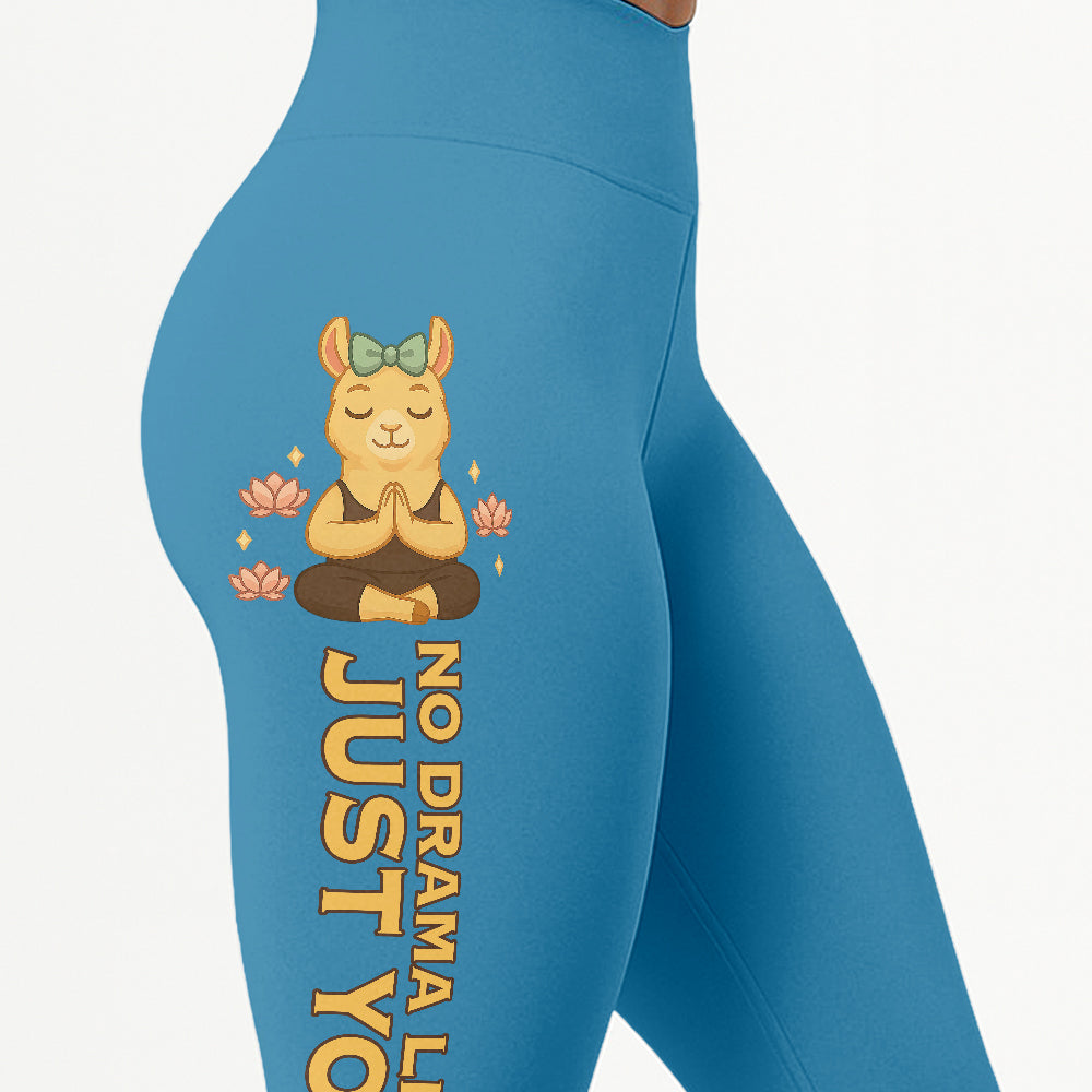 No Drama Llama, Just Yoga Lover Chill Llama Yoga Pants All-Over Print Women's High Waist Leggings | 5To9Style