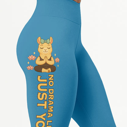 No Drama Llama, Just Yoga Lover Chill Llama Yoga Pants All-Over Print Women's High Waist Leggings | 5To9Style