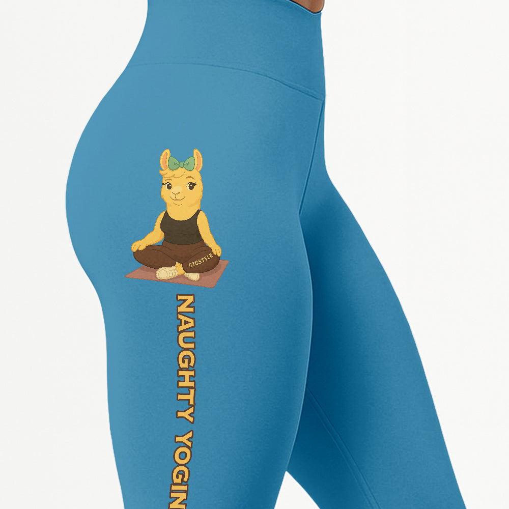 Naughty Yogini Vibes Chill Llama Yoga Pants All-Over Print Women's High Waist Leggings | 5To9Style