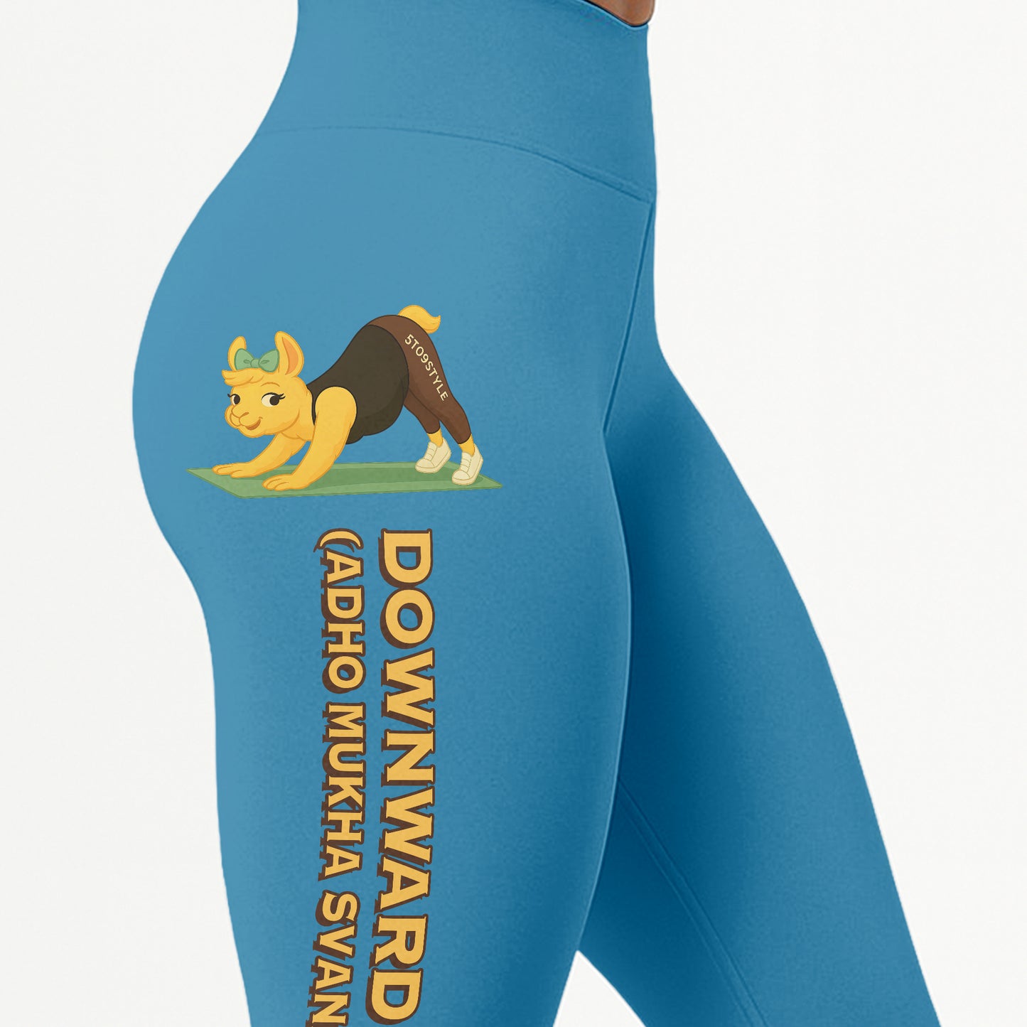 Downward Dog (Adho Mukha Svanasana) Chill Llama Yoga Pants All-Over Print Women's High Waist Leggings | 5To9Style