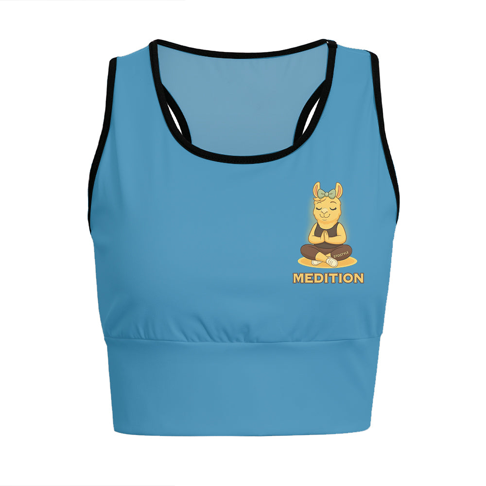 Medition Cool Chill Llama Yoga Women's Sports Bra