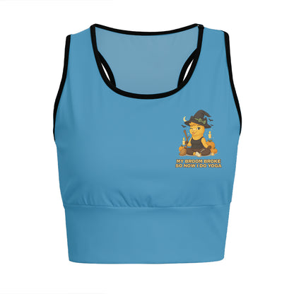 My Broom Broke So Now I Do Yoga Chill Llama Yoga Women's Sports Bra