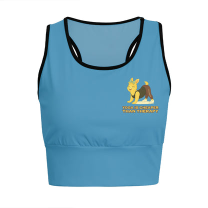 Yoga Is Cheaper Than Therapy Chill Llama Yoga Women's Sports Bra