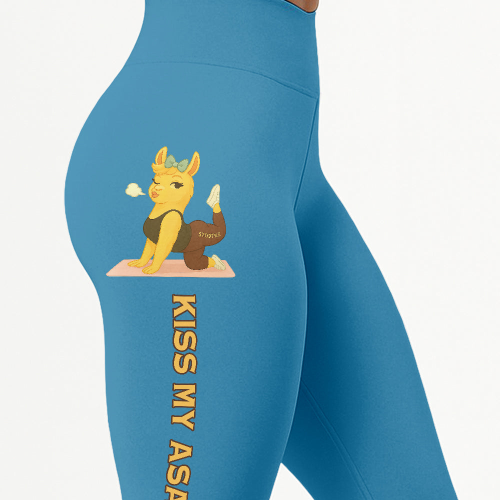 Kiss My Asana Chill Llama Yoga Pants All-Over Print Women's High Waist Leggings | 5To9Style