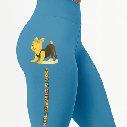 Yoga Is Cheaper Than Therapy Chill Llama Yoga Pants All-Over Print Women's High Waist Leggings | 5To9Style