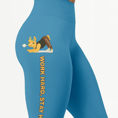 Work Hard, Stay Humble Chill Llama Yoga Pants All-Over Print Women's High Waist Leggings | 5To9Style