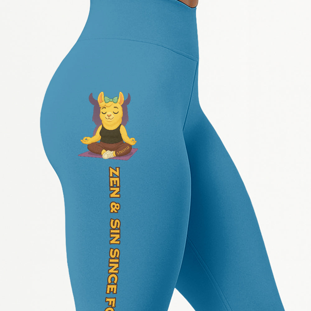 Zen & Sin Since Forever Chill Llama Yoga Pants All-Over Print Women's High Waist Leggings | 5To9Style