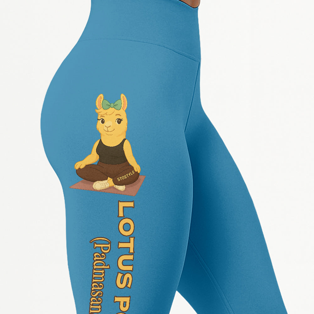 Lotus Pose (Padmasana) Chill Llama Yoga Pants All-Over Print Women's High Waist Leggings | 5To9Style