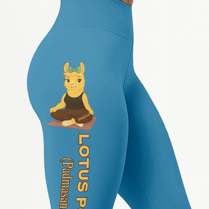 Lotus Pose (Padmasana) Chill Llama Yoga Pants All-Over Print Women's High Waist Leggings | 5To9Style