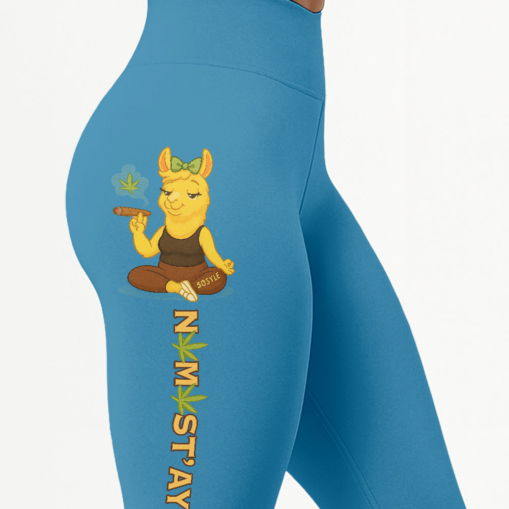 Namastâ€™ay High Chill Llama Yoga Pants All-Over Print Women's High Waist Leggings | 5To9Style