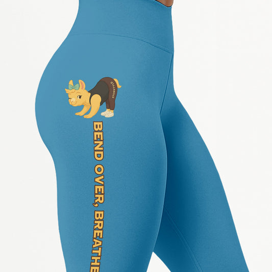 Bend Over, Breathe Out Chill Llama Yoga Pants All-Over Print Women's High Waist Leggings | 5To9Style