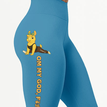 Om My God, Fck Yes Chill Llama Yoga Pants All-Over Print Women's High Waist Leggings | 5To9Style