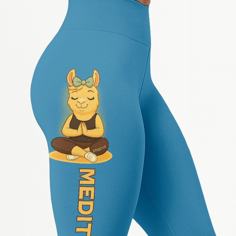 Medition Lover Cool Chill Llama Yoga Pants All-Over Print Women's High Waist Leggings | 5To9Style