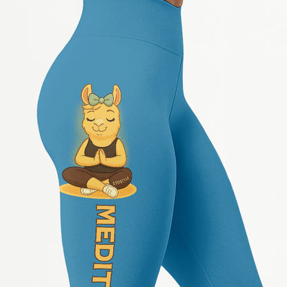 Medition Lover Cool Chill Llama Yoga Pants All-Over Print Women's High Waist Leggings | 5To9Style