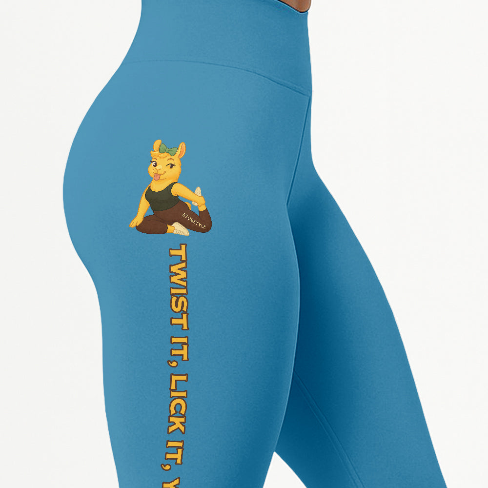 Twist It, Lick It, Yoga It Chill Llama Yoga Pants All-Over Print Women's High Waist Leggings | 5To9Style