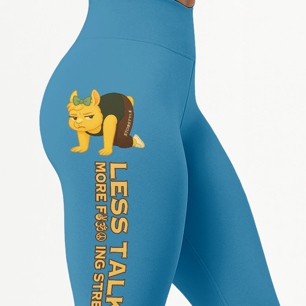Less Talking, More Fcking Stretching Chill Llama Yoga Pants All-Over Print Women's High Waist Leggings | 5To9Style