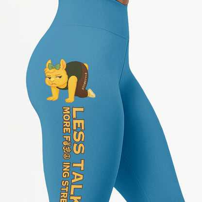 Less Talking, More Fcking Stretching Chill Llama Yoga Pants All-Over Print Women's High Waist Leggings | 5To9Style