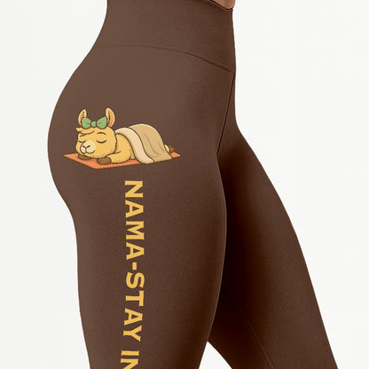Nama-stay In Bed Chill Llama Yoga Pants All-Over Print Women's High Waist Leggings | 5To9Style