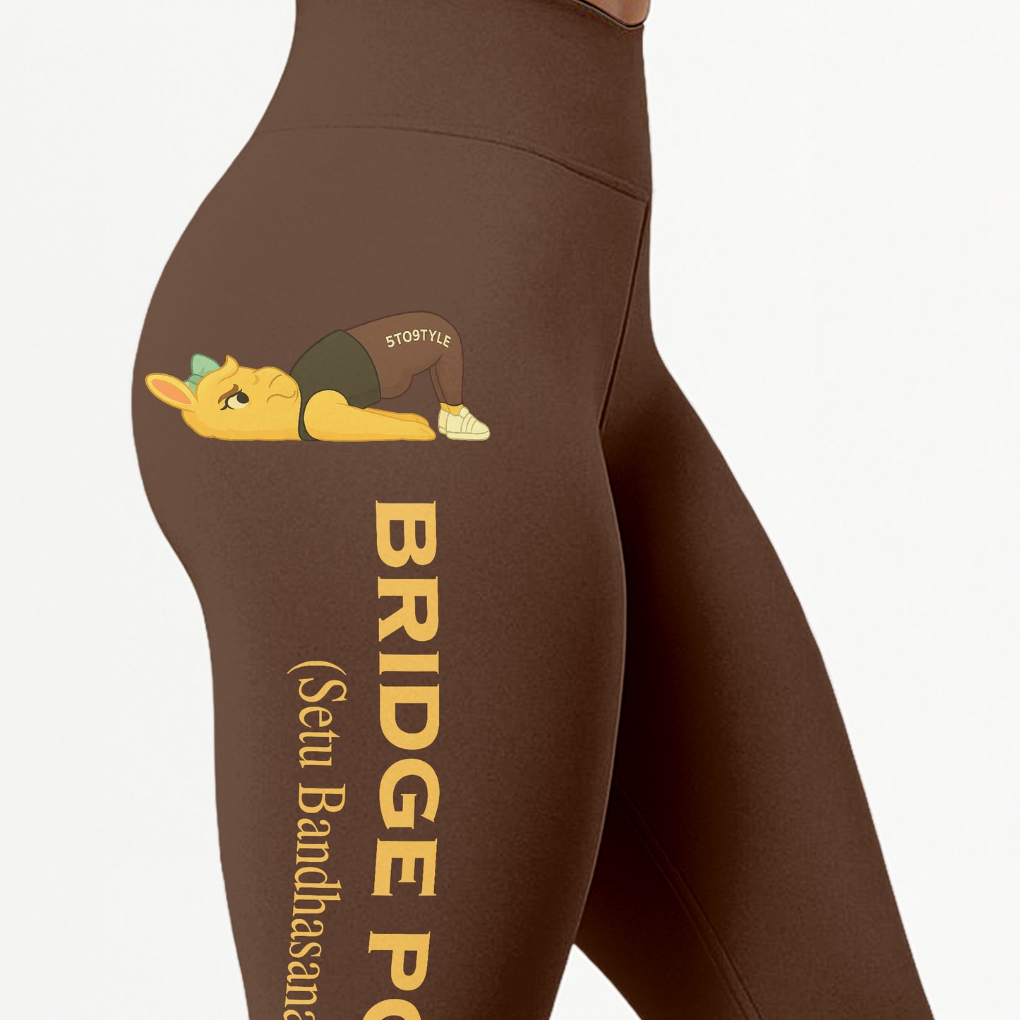 Bridge Pose (Setu Bandhasana) Chill Llama Yoga Pants All-Over Print Women's High Waist Leggings | 5To9Style