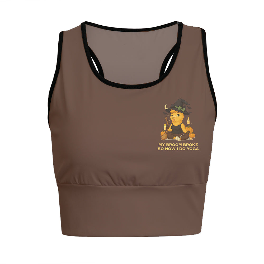 My Broom Broke So Now I Do Yoga Chill Llama Yoga Women's Sports Bra