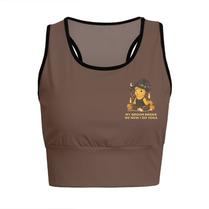 My Broom Broke So Now I Do Yoga Chill Llama Yoga Women's Sports Bra