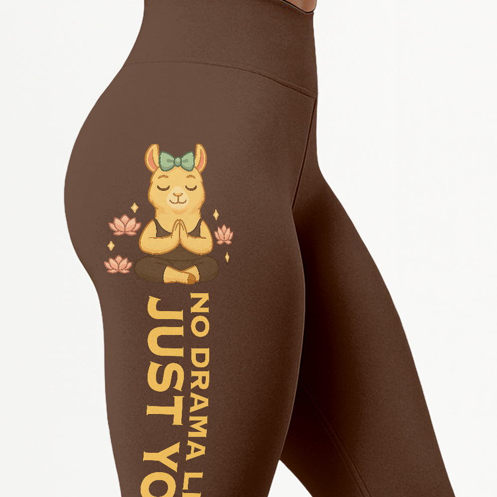 No Drama Llama, Just Yoga Lover Chill Llama Yoga Pants All-Over Print Women's High Waist Leggings | 5To9Style