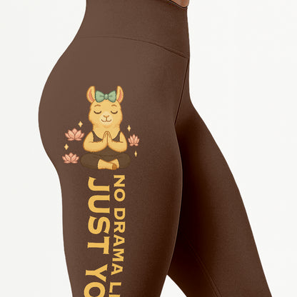 No Drama Llama, Just Yoga Lover Chill Llama Yoga Pants All-Over Print Women's High Waist Leggings | 5To9Style