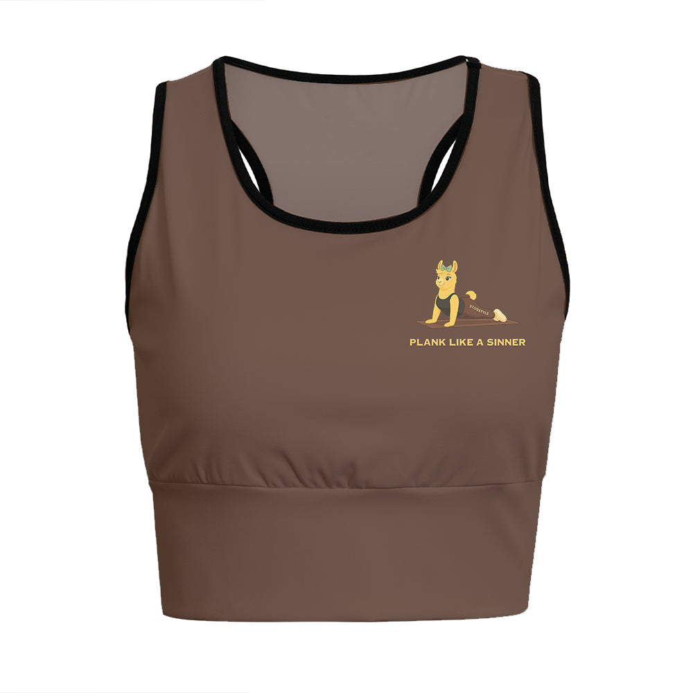 Plank Like A Sinner Chill Llama Yoga Women's Sports Bra