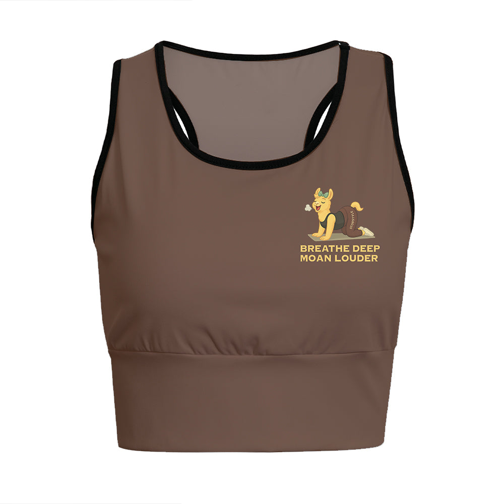 Breathe Deep, Moan Louder Chill Llama Yoga Women's Sports Bra