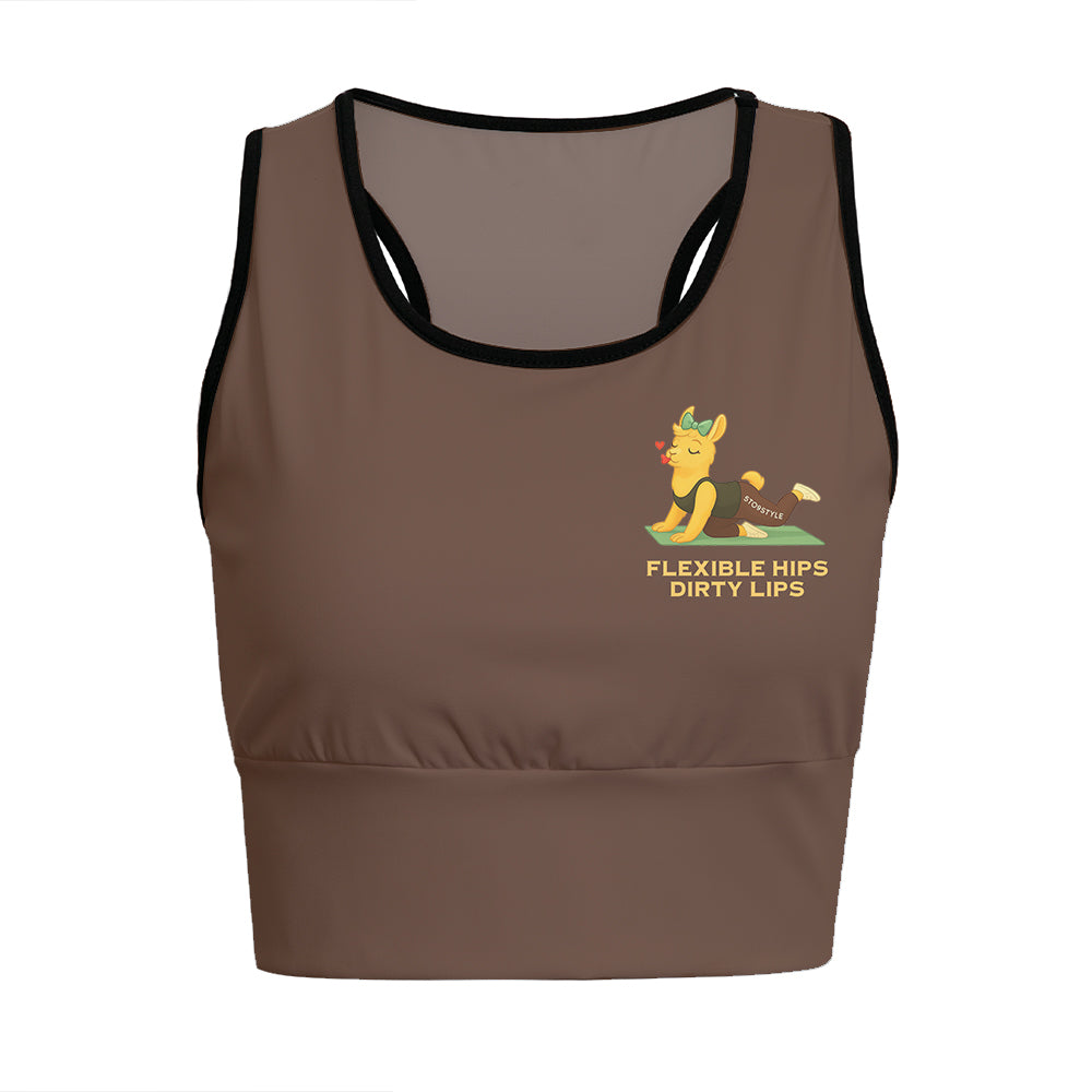 Flexible Hips, Dirty Lips Chill Llama Yoga Women's Sports Bra