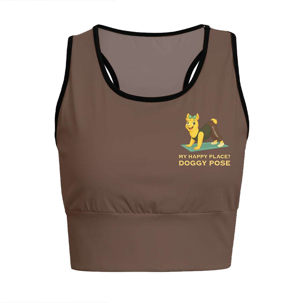My Happy Place Doggy Pose Chill Llama Yoga Women's Sports Bra