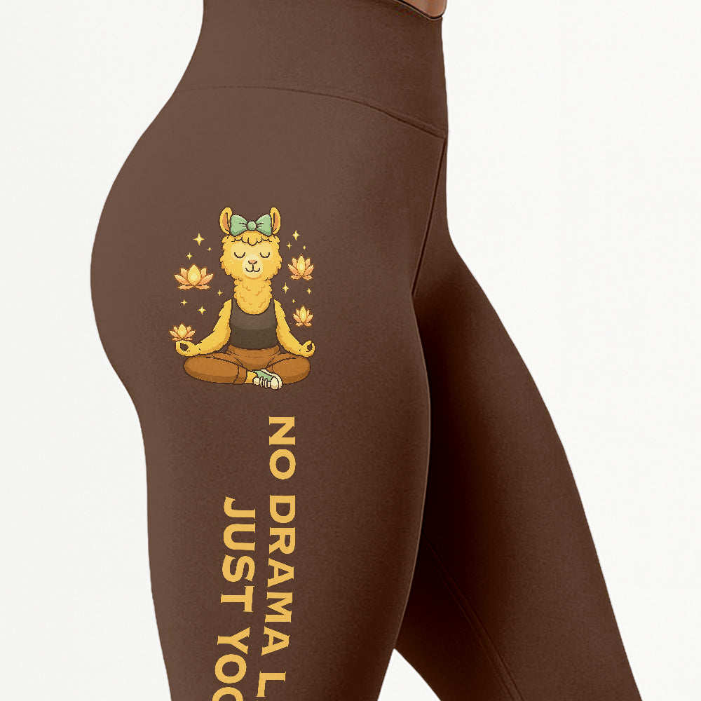No Drama Llama, Just Yoga Cool Chill Llama Yoga Pants All-Over Print Women's High Waist Leggings | 5To9Style