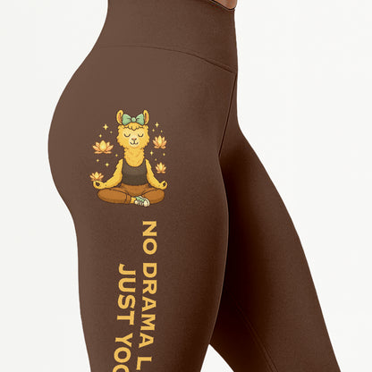 No Drama Llama, Just Yoga Cool Chill Llama Yoga Pants All-Over Print Women's High Waist Leggings | 5To9Style